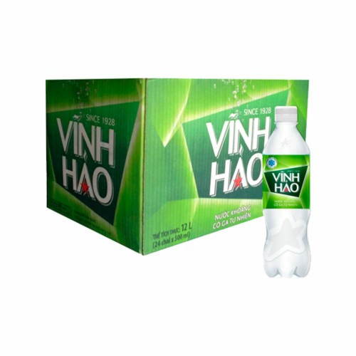 Thùng Nước Khoáng Vĩnh Hảo Có Gas 500ml x 24 chai